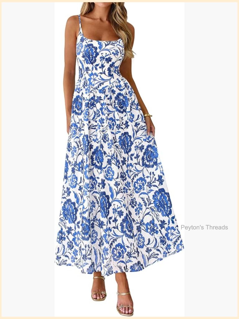Women's Boho Maxi Dress Eyelet Floral Long Flowy Sundress